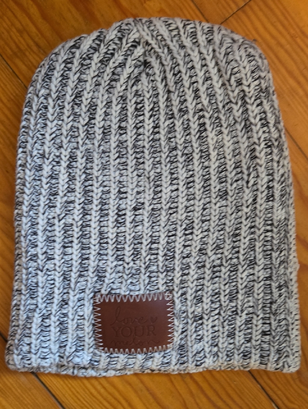 Love Your Melon Gray and White Marled Knit Beanie